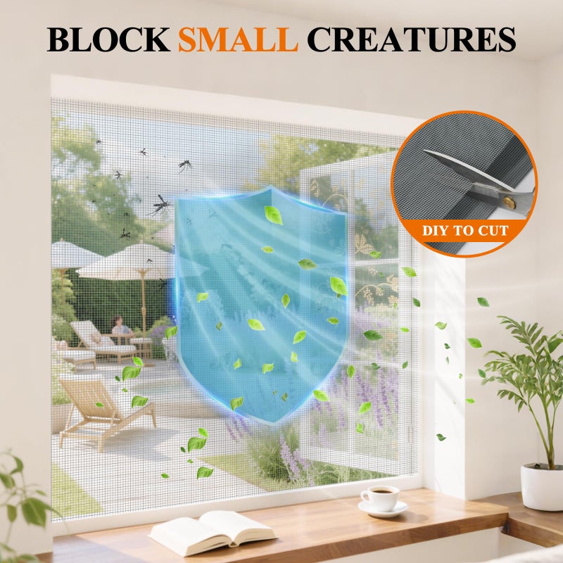 MAGZO 2PACK MAGZO Window&Door Screen Replacement Kit, 48''W x 99''L, with Retainer Spline (Total 65.6 FT) and Press-Fit Roller Tool, Scratch-Proof Polyester, Mesh Roll Repair for Patio, Pet Friendly, Grey - Image 4